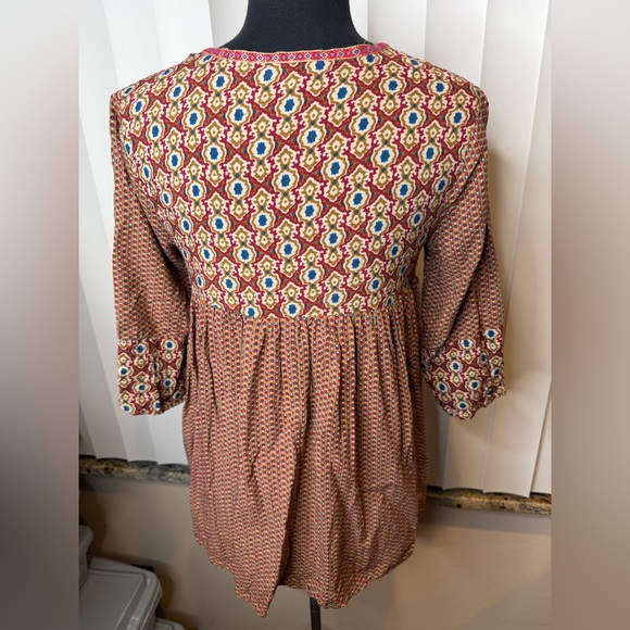 Umgee printed baby doll tunic embroidered sequin trim size Small - Picture 7 of 13